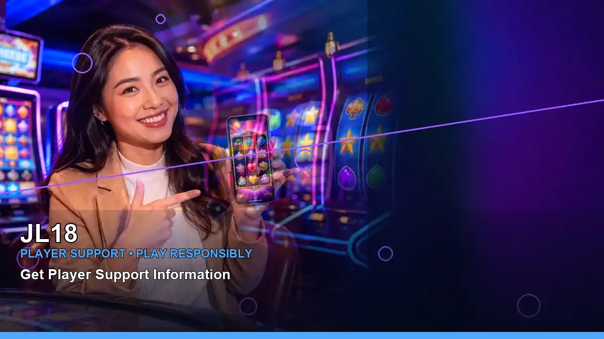 JL18 fantasy online slot games featuring an adult Filipina casino host with a left-framed composition